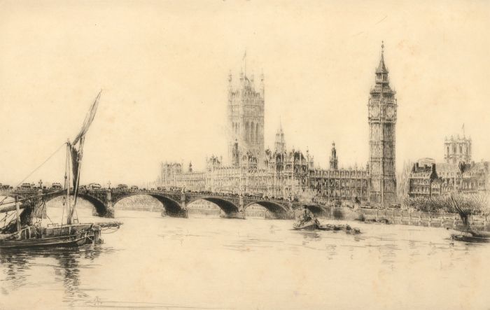 Frederick Arthur Farrell (1882-1935) - Signed Etching, Westminster Bridge