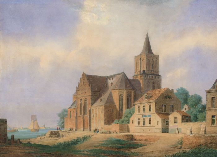 A Very Fine Late 19th Century Watercolour - Continental Church on a River