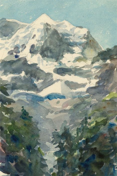 A.H. - 19th Century Watercolour, View from Mettlen, Switzerland