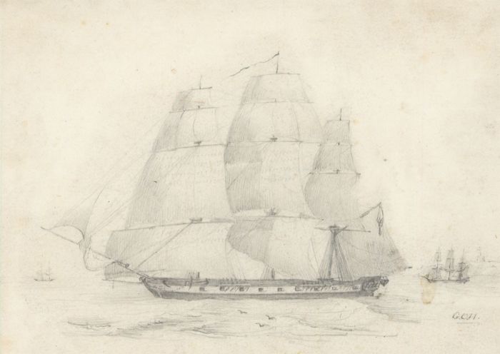 Two 19th Century Graphite Drawings - Nautical Views