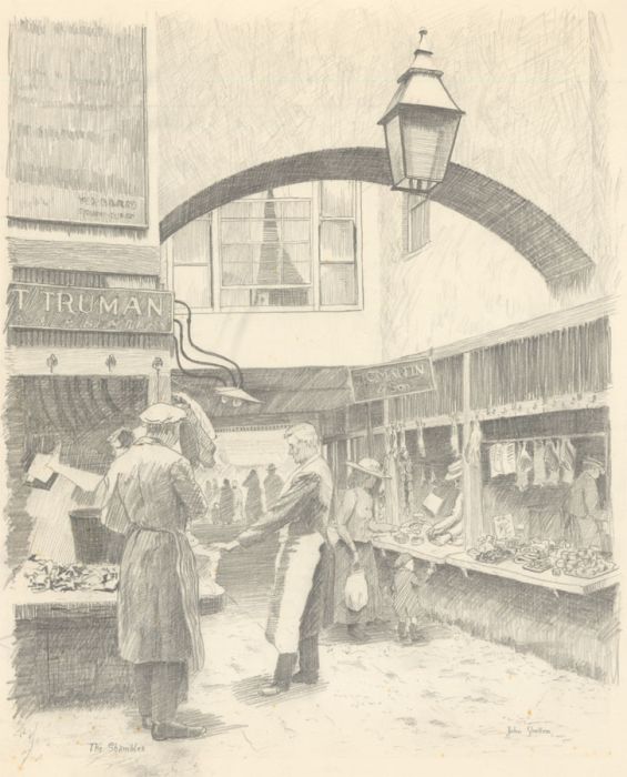 John Shelton - 20th Century Graphite Drawing, The Shambles