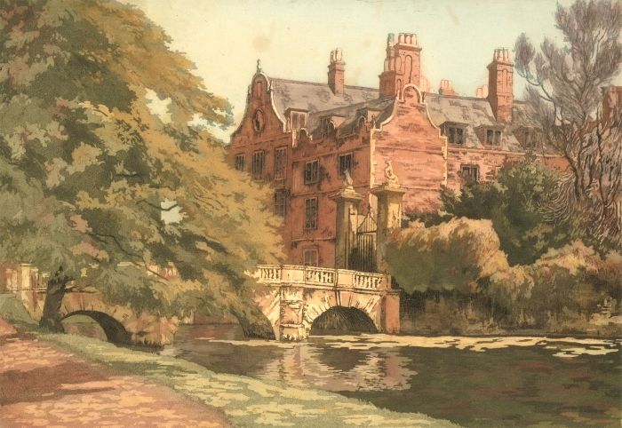 Vera Emily Down (b.1888) - Aquatint, St John's College from the Back, Cambridge