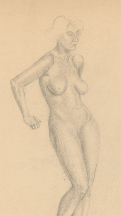 Art Student - Two Mid 20th Century Graphite Drawings, Standing Female Nudes