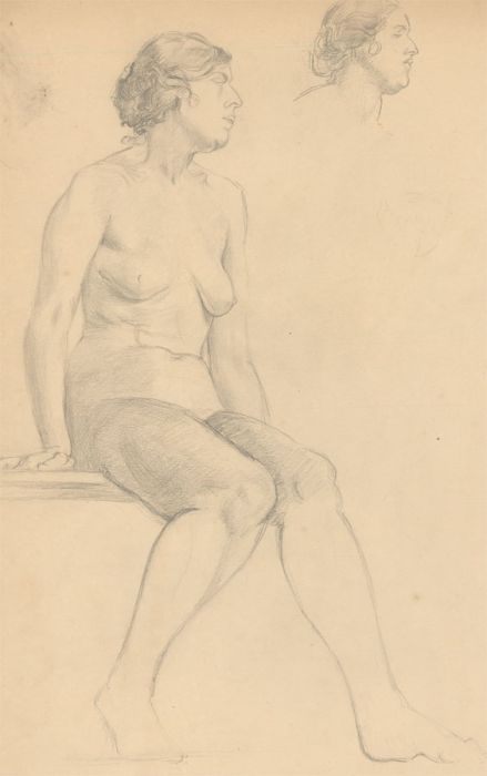 Art Student - Mid 20th Century Graphite Drawing, Reclining Nude