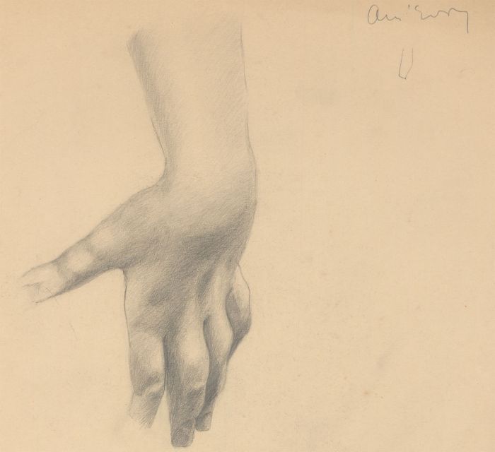 Art Student - Mid 20th Century Graphite Drawing, Study of a Hand