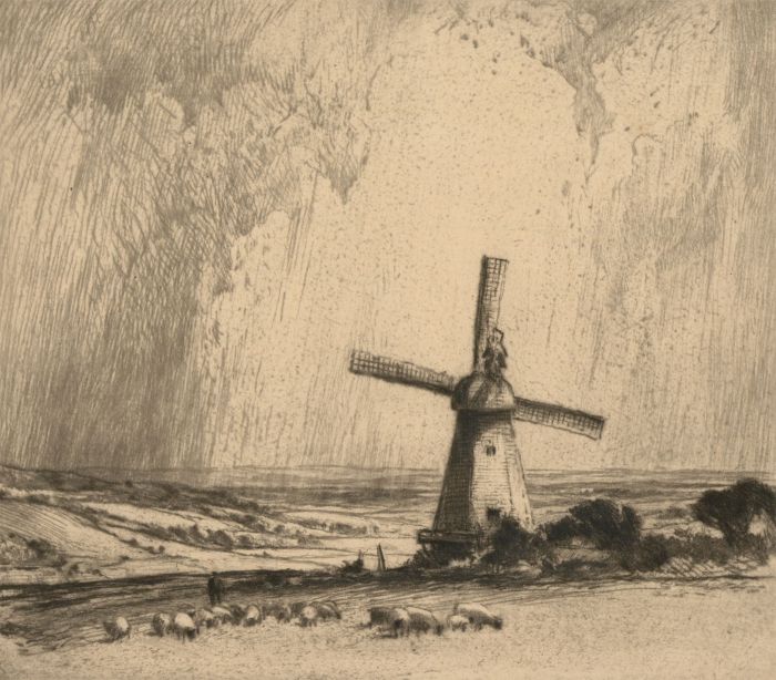 Percy Robertson A.R.E (1868-1934) - Signed Original Etching, Windmill