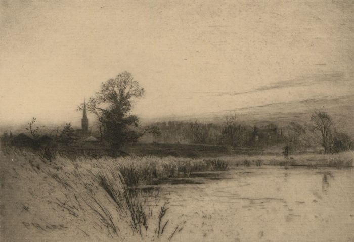 Percy Robertson A.R.E (1868-1934)  - Original Etching, Surrey Riverscape