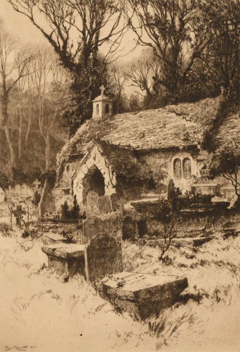 Percy Robertson A.R.E (1868-1934) Signed Original Etching, Old Church Bonchurch 