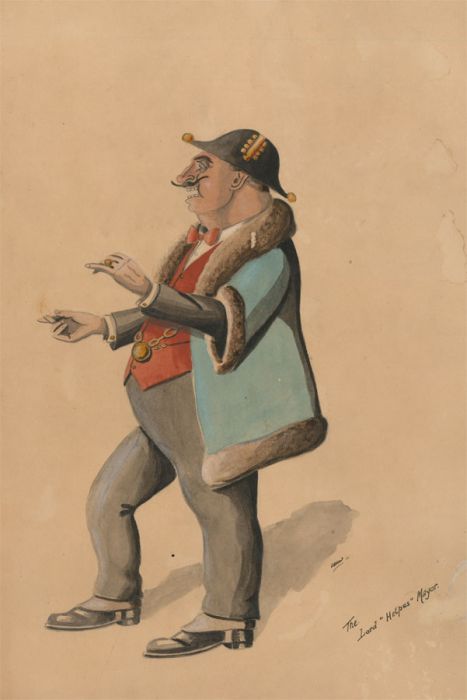19th Century Watercolour - The Lord "Helpus" Mayor Caricature Illustration