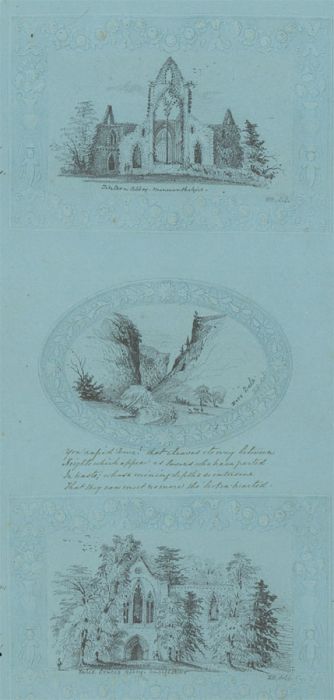 19th Century Graphite Drawing - Page From a Victorian Scrapbook, English Abbeys