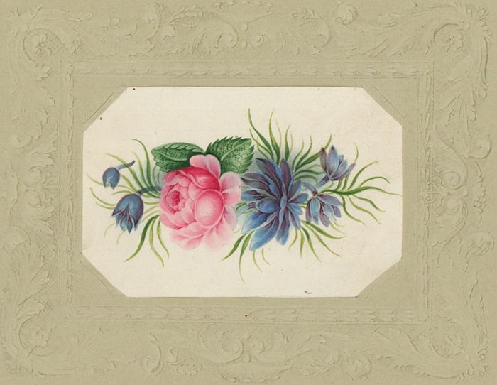 A.F.L. - 1813 Watercolour, Page From a Victorian Scrapbook, Floral Study