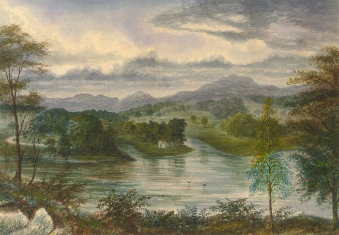 1868 Watercolour - Lake near Loch Awe, Scotland