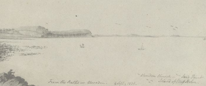 W. Jeffs - Fine 1835 Graphite Drawing, From the Baths - Clevedon