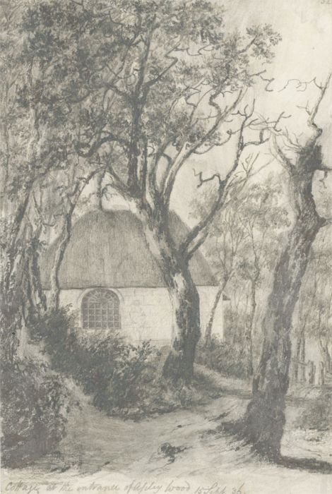 W. Jeffs - Fine 1836 Graphite Drawing, Cottage in Apley Wood
