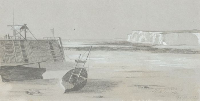 W. Jeffs - Fine 1825 Graphite Drawing, Pier Broadstaines, South Fouland