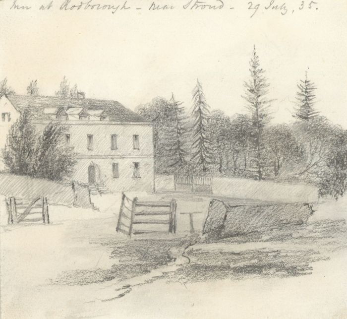 W. Jeffs - Fine 1835 Graphite Drawing, Inn at Rodborough near Stroud