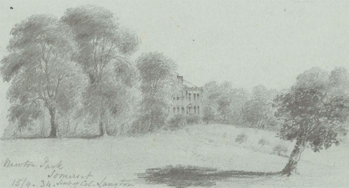 W. Jeffs - Fine 1834 Graphite Drawing, Newton park, Somerset