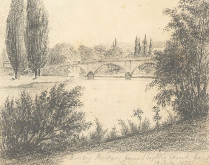 W. Jeffs - Fine 1825 Graphite Drawing, Henley Bridge from Phyllis Court