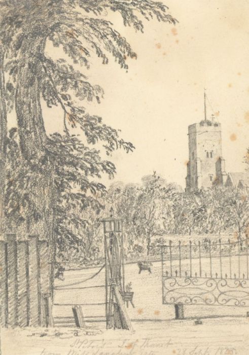 W. Jeffs - Fine 1825 Graphite Drawing, St. Peter's Church, Isle of Thanet