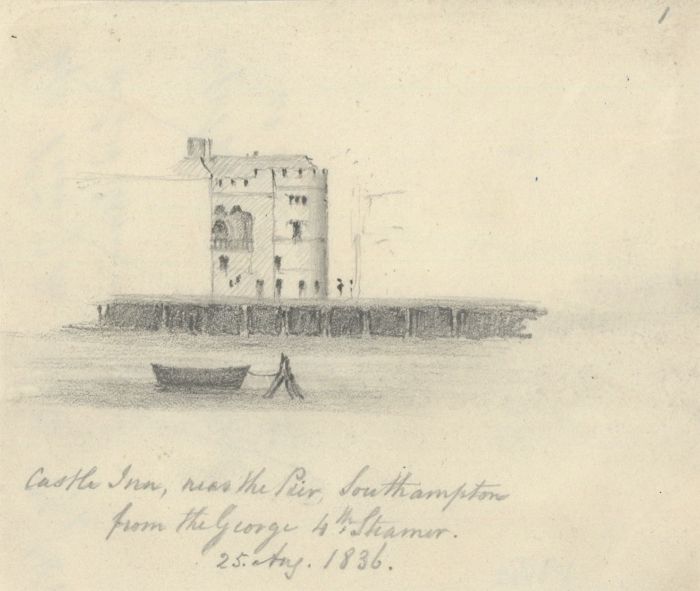 W. Jeffs - Fine 1836 Graphite Drawing, Castle Inn, Southampton