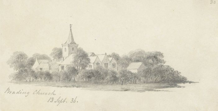 W. Jeffs - Fine 1836 Graphite Drawing, Brading Church
