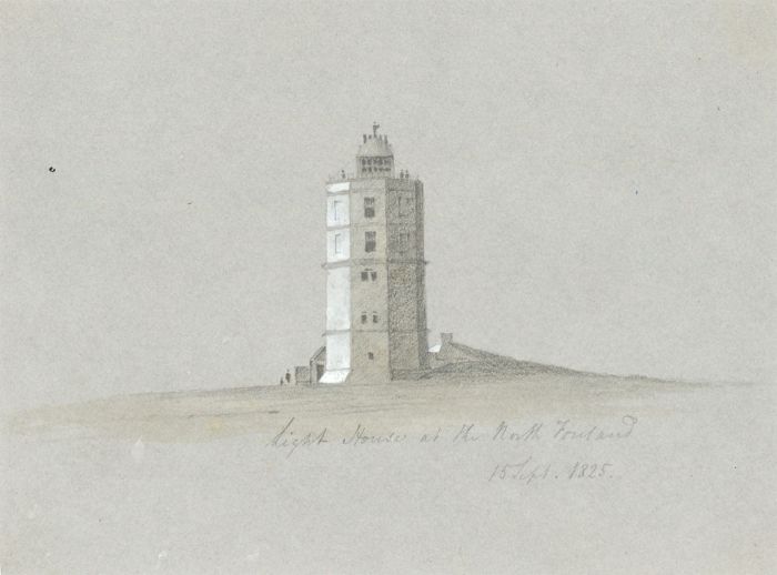 W. Jeffs - Fine 1825 Graphite Drawing, Lighthouse at the North Fowland