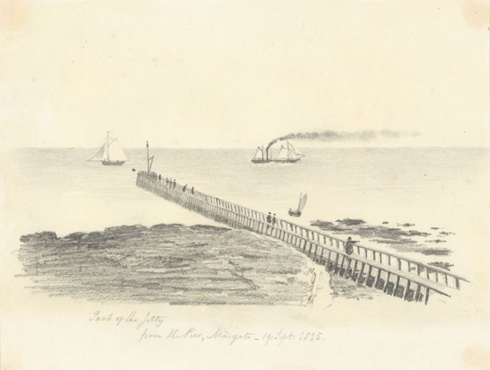 W. Jeffs - Fine 1825 Graphite Drawing, Pier at Margate