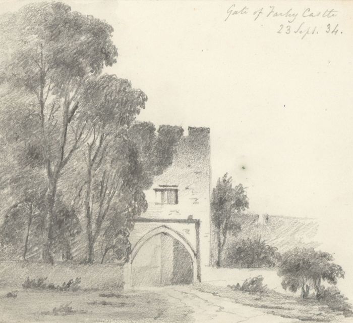 W. Jeffs - Fine 1834 Graphite Drawing, Gate at Farley Castle