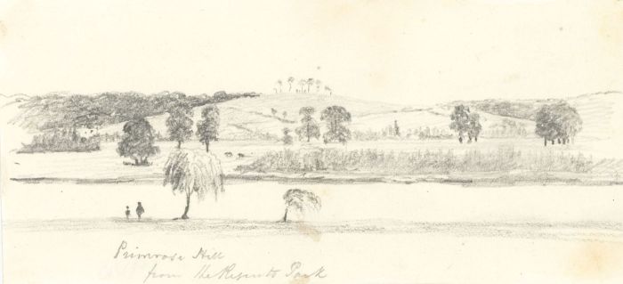 W. Jeffs - Early 19th Century Graphite Drawing, Primrose Hill from Regents Park