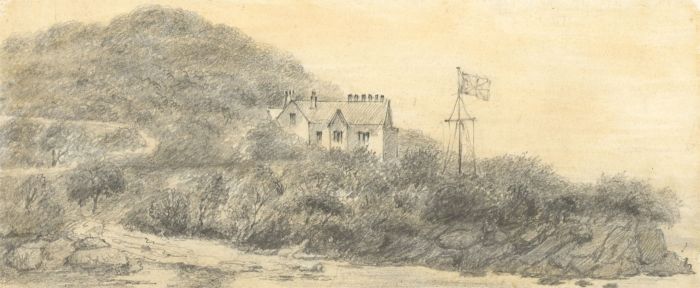 W. Jeffs - Fine 1834 Graphite Drawing, Coastal View near Portishead