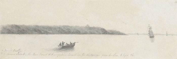 W. Jeffs - Fine 1836 Graphite Drawing, Boats on the Hampshire Coast