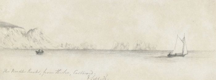 W. Jeffs - Fine 1836 Graphite Drawing, The Needle Rocks, Isle of Wight