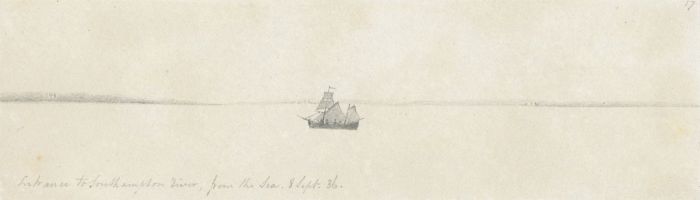 W. Jeffs - Fine 1836 Graphite Drawing, Entrance to Southampton River