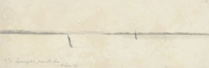 W. Jeffs - Fine 1836 Graphite Drawing, Lymington from the Sea