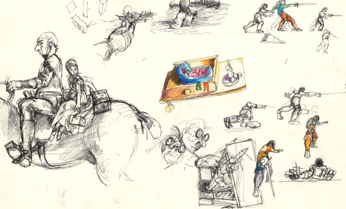 Brian Liddle - Contemporary Pen and Ink Drawings, Scenes from Gulliver's Travels