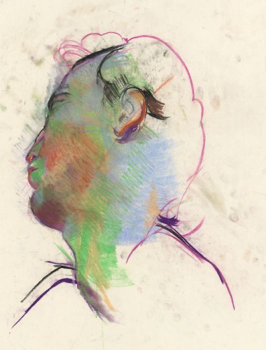 Brian Liddle - Contemporary Pastel, Profile of a Young Man in Green