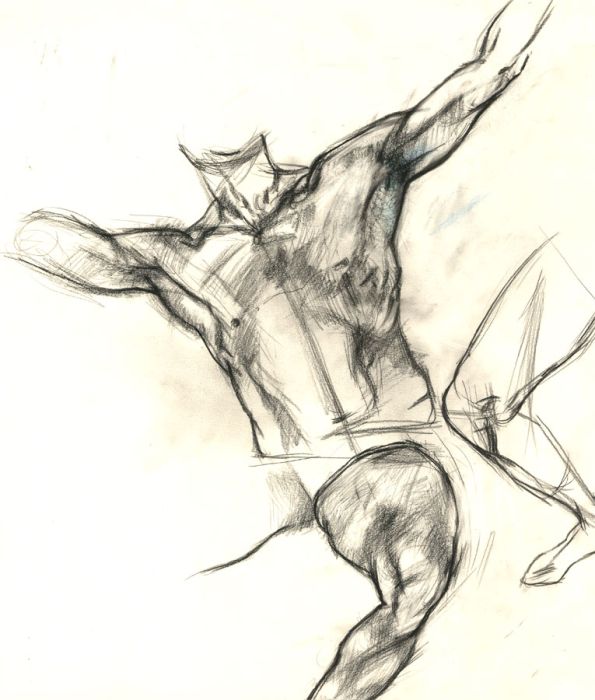 Brian Liddle - Contemporary Charcoal Drawing, Life Study of a Male Nude