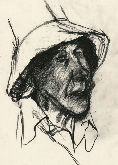 Brian Liddle - Contemporary Charcoal Drawing, Portrait of an Elderly Woman