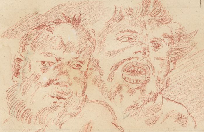 19th Century Sanguine - Portrait Studies of Bearded Men