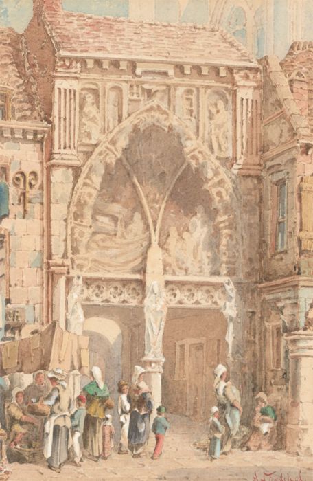 A. Cardinal - 19th Century Watercolour, Continental Market Scene