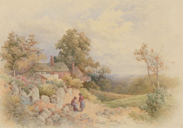 S.J Bowers RI (fl.1874-1891) - Signed Watercolour, Thursley Common. Surrey