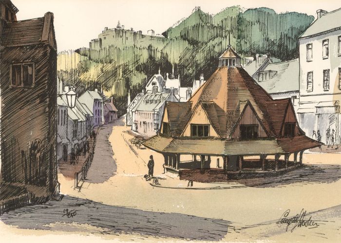 Limited Edition Contemporary Lithograph - Street Scene in Dunster