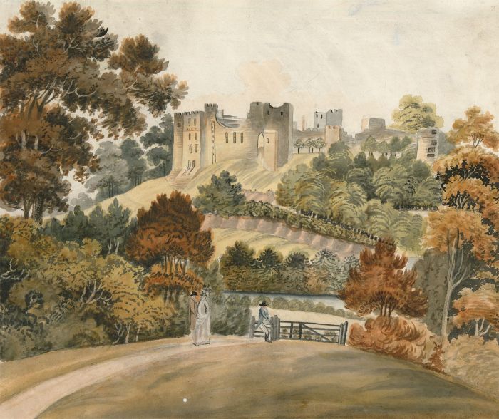 English School Late 19th Century Watercolour - Classical Garden with Castle Ruin