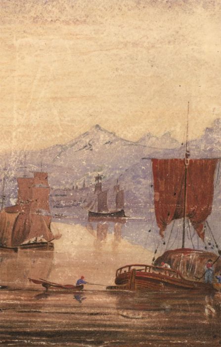 Late 19th Century Watercolour - Fishing Boats on Alpine Lake