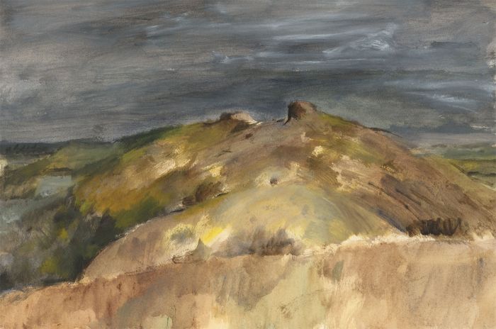 John Godfrey - Contemporary Gouache, Rolling Hills in an English Landscape