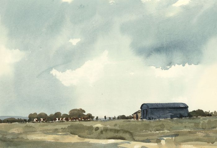 John Godfrey - Contemporary Watercolour, English Farming Landscape