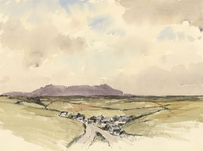 John Godfrey - Contemporary Watercolour, English Village in a Landscape