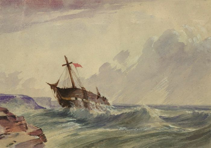 English School Late 19th Century Watercolour - Ship on Stormy Seas