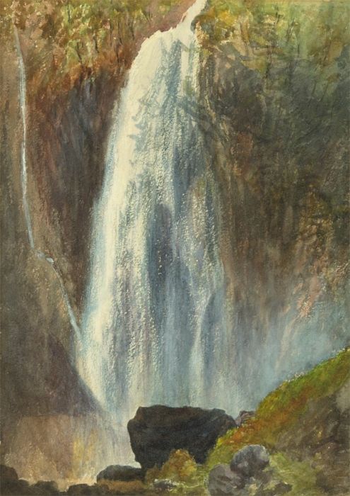 English School Late 19th Century Watercolour - View of a Waterfall