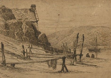 Henry Martin Pope (1843-1908) - Etched Copper Plate and Example Print, Waterside